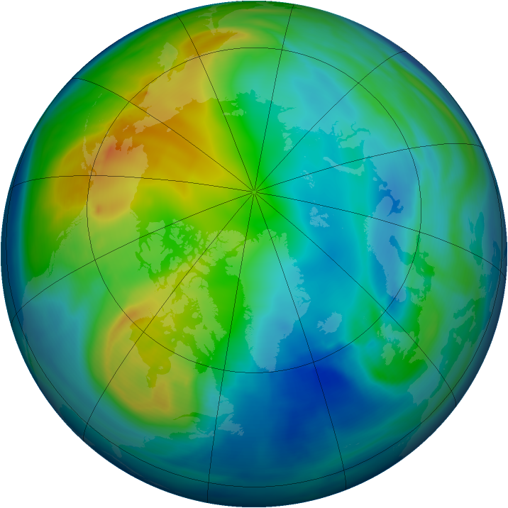 Arctic ozone map for 25 November 2005